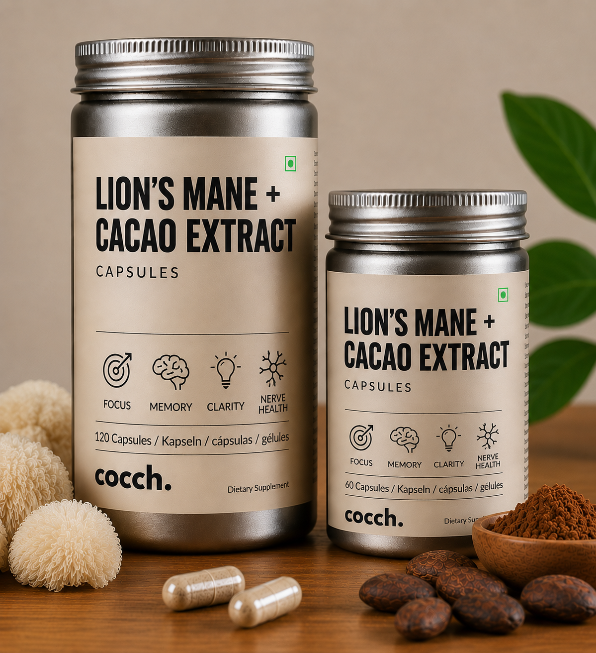 Crinière de lion + Extrait de cacao en capsules
