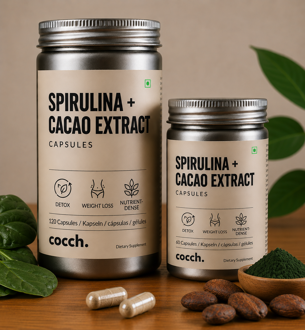 Gélules de Spiruline + Extrait de Cacao